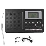CS‑106 Vollbandradio, Tragbarer Mini-Stereo-FM/AM/SW/MW/LW/TV-Empfänger mit Digitaluhr-Kopfhö