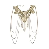 Amorar Körperkette Schmuck Gold Spitze mehrschichtig Quaste Halskette Bauchkette Bikini Strand Körper Bauch Schmuck für Damen Körperschmuck