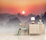 Fototapete 3d Effekt Tapeten Sonnenaufgang Asuka-Gebirge Tapete Wandtapete Wand Dekoration Schlafzimmer Wohnzimmer Wandbilder Wallpaper Wanddeko 200x140