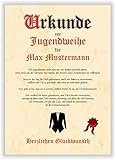 Urkunde personalisiertes Geschenk Karte zur Jugendweihe Glückwunsch A4 Papier Pergament Gedicht Erwachsen Party Deko Erinnerung