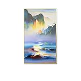 Misty Mountain Wolken Wald Poster und Drucke, Landschaftsbilder Abstrakte Gemälde auf Leinwand Kunstdruck, Kunst Bild für Flurdekor 30x50cm Ohne R