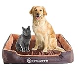 HAMATE Haustierbett für Hunde, super weiches Haustier-Sofa und Katzenbett, selbstwärmend und atmungsaktiv, Haustierbett, Premium-Bettwäsche (XXL, braun)