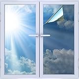 Sonnenschutzfolie Fenster Innen Selbstklebend, JieBuJuan Fensterfolie Sonnenschutz Hitzeschutz Silber 99% UV-Schutz Wärmeschutzfolie fenster sichtschutz hitzeschutzfolie - (Silber, 60 x 200 cm)