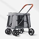 KUANDARGG Hundebuggy Hundewagen Mit 4 Räder Haustierbuggy, Faltbare Haustier Buggy Hundekinderwagen Für Mittelgroße Und Große Hunde 4 Räder, Grey
