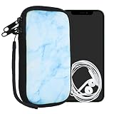 kwmobile Handytasche für Smartphones M - 5,5' - Neopren Handy Tasche Hülle Cover Case Schutzhülle - Marmor Weiß Blau Hellblau - 15,2 x 8,3 cm Innenmaß