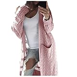 GOKOMO Lang Strickjacke Herbst Wintermantel Elegant Schlank Freizeit Warm Pullover Elegant Jacke Warm Winter Warm Jacke Damen Herbst Stilvoll Mantel Neue Damenbekleidung(3XL,Rosa)