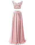 WADAYUYU Damen A-line Elegant Abendkleider Abendkleid Lang Ärmellos Ballkleider Brautjungfernkleid 2017 Mit Applique Blush 36