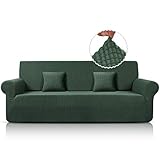 Sofa Überwürfe Jacquard Sofabezug Elastische Stretch Spandex Couchbezug Sofahusse Sofa Abdeckung in Verschiedene Größe und Farbe (Olivgrün, 4-sitzer)