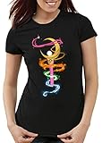 style3 Mondzepter Damen T-Shirt Sailor mondstab Moon Luna Mars Planet Anime, Farbe:Schwarz, Größe:XXL