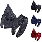 BAODANA Babykleidung Set Baby Mädchen Kleidung Outfit Langarm Kapuzenpullover Top + Elastische Hohe Taille Hose Neugeborene Kleinkinder Weiche Einfarbig Babyset Zweiteiliger Anzug