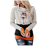 Damen Hoodies Weihnachten Sweatshirts Casual Kapuzenpullover Langarm Oberteil Oversized Frauen Tops Sport Streetwear Kapuzenpulli Hoher Ausschnitt Jumper Outwear Lose Vintage Christmas Printed Jack