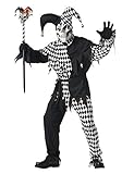 KULTFAKTOR GmbH Böser Clown-Kostüm für Herren Harlekin Halloween-Kostüm schwarz-Weiss M