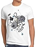 style3 16-Bit Controller T-Shirt Herren SNES NES Kart Yoshi Luigi Mario, Größe:M, Farbe:Weiß