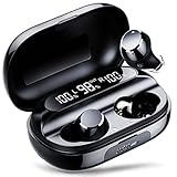 Tiksounds Kopfhörer Kabellos, In Ear Bluetooth 5.1 Kopfhörer mit Mic, 150H Spielzeit mit LED Anzeige Ladebox, IPX7 Wasserdicht, Sport Ohrhörer für Reisen, Arb