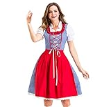 Allence Damen Dirndl mit Schürze und Bluse für Oktoberfest Festlich Traditional Cosplay kostüm Dienstmädchen Outfit Kleidung Aufführung Rolle Sp