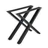 [en.casa] 2X Tischgestell 79x72cm DIY Tisch Tischkufen X-Gestell Schwarz S