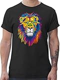 Dschungel Deko Wildnis - Löwe - bunt - L - Schwarz - Tshirt Herren löwe - L190 - Tshirt Herren und Männer T-S