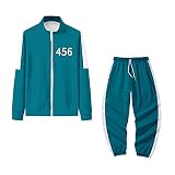Game Zipper Trainingsanzüge -Koreanische Fernsehserien Round Six Sportanzug Sets Baseball Uniform Sweatshits 001 456 218 Print Zip Up Jacke Langarm Sportswear Tops und Hosen Outfit Kostüm Unisex