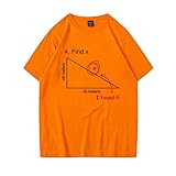 Unisex Bottom Shirt Creative Find-X Mathematical Formula Cotton T-Shirt Loose Casual Tops (Orange,M)