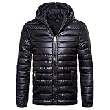 Zhiyao Herren Casual Winter Jacket Hoody Warm Men Zipper Hooded Coat Ultra-leichte Daunenjacke Warme Outdoorjacke Mit Kapuze Wasserabweisend W