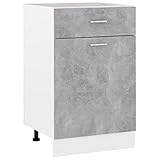 vidaXL Schubunterschrank mit 2 Regalböden 1 Schublade Schrank Küchenzeile Küchenmöbel Unterschrank Küchenschrank Betongrau 50x46x81,5cm Spanp