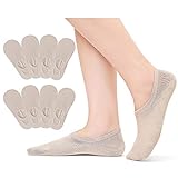 Falechay Füßlinge Damen Unsichtbare Kurze Socken Sneaker No Show Invisible Söckchen mit Rutschfestem Silkon 8 Paar Beige 39-42
