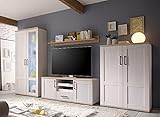 Wohnwand Romance in Sibiu-Lärche Nb. im Landhausstil Anbauwand Wohnzimmerschrank TV-Lowboard Fernsehschrank inkl. LED-Beleuchtung in 2 Varianten (Wohnwand)