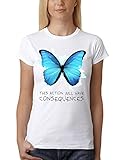 clothinx Damen T-Shirt Fit Strange Butterfly Weiß Gr. M
