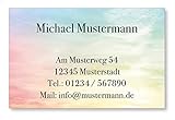 100 Visitenkarten, 350g Karton matt, 85 x 55 mm, inkl. Kartenspender - Design Farbige Wolk
