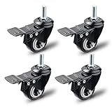 Herefun Lenkrollen, 4 Stück 50mm Transportrollen Set Lenkrollen Schwenkrollen mit Bremse Tragkraft von 200kg, Schwerlastrollen rollen für Palettenmöbel, Möbel, Schw