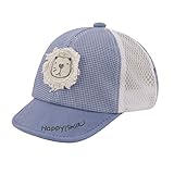 FakeFace Mütze Baby Schirmmütze Baby Kappe Baumwoll Schiebermütze Cappy Mädchen Jungen Baby Hat Base Cap Babymütze Sommer Frühling Kindermütze (Löwe-blau)