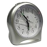 YGUIYONG wecker Leuchtender analoger Wecker Stummschaltung Non-Ticking Nachttisch-Uhr mit Nachtlicht (Color : Silver)