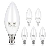 Reteck E14 LED Lampe, 5W, 550Lm, Warmweiß, Ersetzt 60W Glühlampe, C35 LED Kerzenlampen, E14 LED Leuchtmittel, E14 LED Kerzenbirnen, 5er Pack
