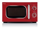 BKITCHEN Cook 820 Retro-Mikrowelle, 5 Leistungsstufen, 35 min.Timer, Rot, 700W