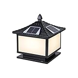 LANTKD Solar-Säulen-Stirnlampe, wasserdichte Türpfosten-Gartenvilla-Zaun-Torpfosten-Lampe im F