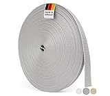 BAUHELD® 50m Rolladengurt 14mm 23mm [Made in Germany] - Für Rolläden an Türen und Fenster geeignet [Hohe Reißfestigkeit und UV-Stabilität] – Rolladen-Gurtband Rolle in Grau Weiß Beige B