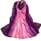 Qingshangmmm Damen- und Damenbekleidung_Mode Colorful_Printed Wrap_Long Style_Scarf Collar_Scarf_Shawl_Winter Wrap_Frühling Strandaccessoires_Ladies Chiffon Gradient Scarf (20 x 63 Zoll, Violett)