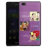 Silikon Hülle kompatibel mit Huawei P8 Lite Smart Case schwarz Handyhülle Disney Prinzessin Offizielles Lizenzproduk