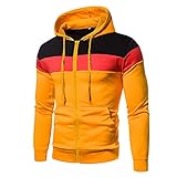 Eternali Farbblock Hoodie Reißverschluss Sweatjacke Herren Mode Patchwork Pullover Kapuzenjacke Colorblock Langarm Sport Sweatshirt Kapuzenpullover Mantel mit Tasche Casual Patchwork Sportswear Jack