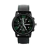 Livecity Herren Casual Sport-Armbanduhr, Edelstahl, Quarz, analog, mit Silikonarmband, grün, Larg
