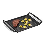 Relaxdays Grillplatte, Gas- & Elektroherd, Fleisch Gemüse Fisch grillen, Antihaft Grillpfanne, BxT 23x26 cm,