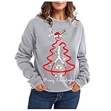 GFGHH Weihnachten Sweatshirt, Pullover Damen mit Schneeflocke Muster, Weihnachtspulli Rentier Drucken Christmas Vintage Langarmshirt Frauen Oberteile Rundhals Xmas Shirt Pulli Sport Top