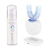 Elektrische Zahnbürste Papasbox 360 ° Vollautomatisch Elektrische Schallzahnbürste mit Zahnpasta & 4 Reinigungs- / Aufhellungsmodi, Kabelloses Laden,IPX7 Wasserdicht,Weiß