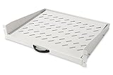 DIGITUS Ausziehbarer Fachboden für 19' Schränke, 2HE, Befestigung nur vorne, Traglast 30 kg, ab 450 mm Schranktiefe, G
