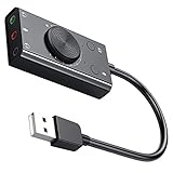 Nicoone Externe Soundkarte USB Audio Adapter mit Stumm Schalter Plug & Play Externe Stereo Sound Splitter Konverter für Computer Tab