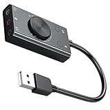 Nicoone Externe Soundkarte USB Audio Adapter mit Stumm Schalter Plug & Play Externe Stereo Sound Splitter Konverter für Computer Tab