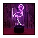 Flamingo Lichterkette LED, Nachtlicht, 3D Illusion Lampe, 7 Farbwechsel, mit Touch Control, Schlafzimmer Nachttischdekoration, Weihnachtsgeburtstagsgeschenke für Kinder-EIN
