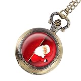 Hemobllo Weihnachten Taschenuhr mit Kette Santa Claus Taschenuhr Antike Taschenuhr Halskette Weihnachten Weihnachten Party Tasche Füllstoffe Kleine Geschenk