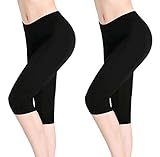 Damen Capri Leggins Kurz Unterrock Hose - Ultra Dünn Bequem Stretch L