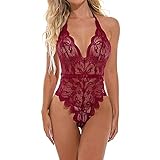 Eaylis Damen Sexy ReizwäSche Set, Sexy Einteilig Unterwäsche Babydoll Halter Strapse Set Mode Body mit Strapsen Dessous Sexy Reizwäsche Spitze Bodysuit Nachtwäsche Ling